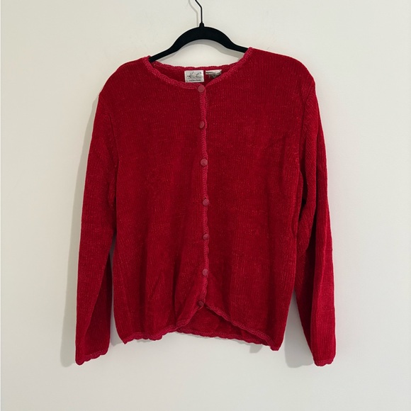 Kathie Lee Collection Red Cardigan Sweater - Picture 1 of 7